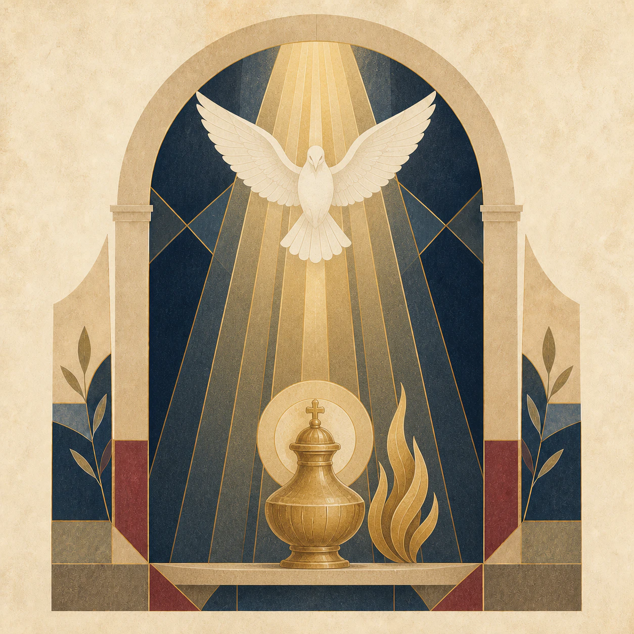Symbol bierzmowania: gołębica, światło, krzyżmo i płomień